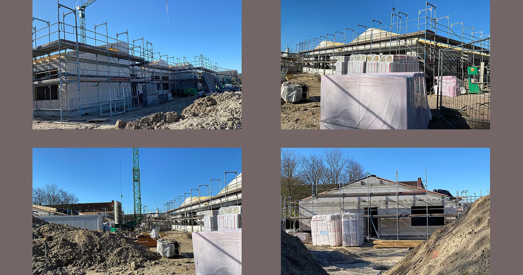 Neubau Grundschule Büsum. Collage mit Fotos von den Bauarbeiten.