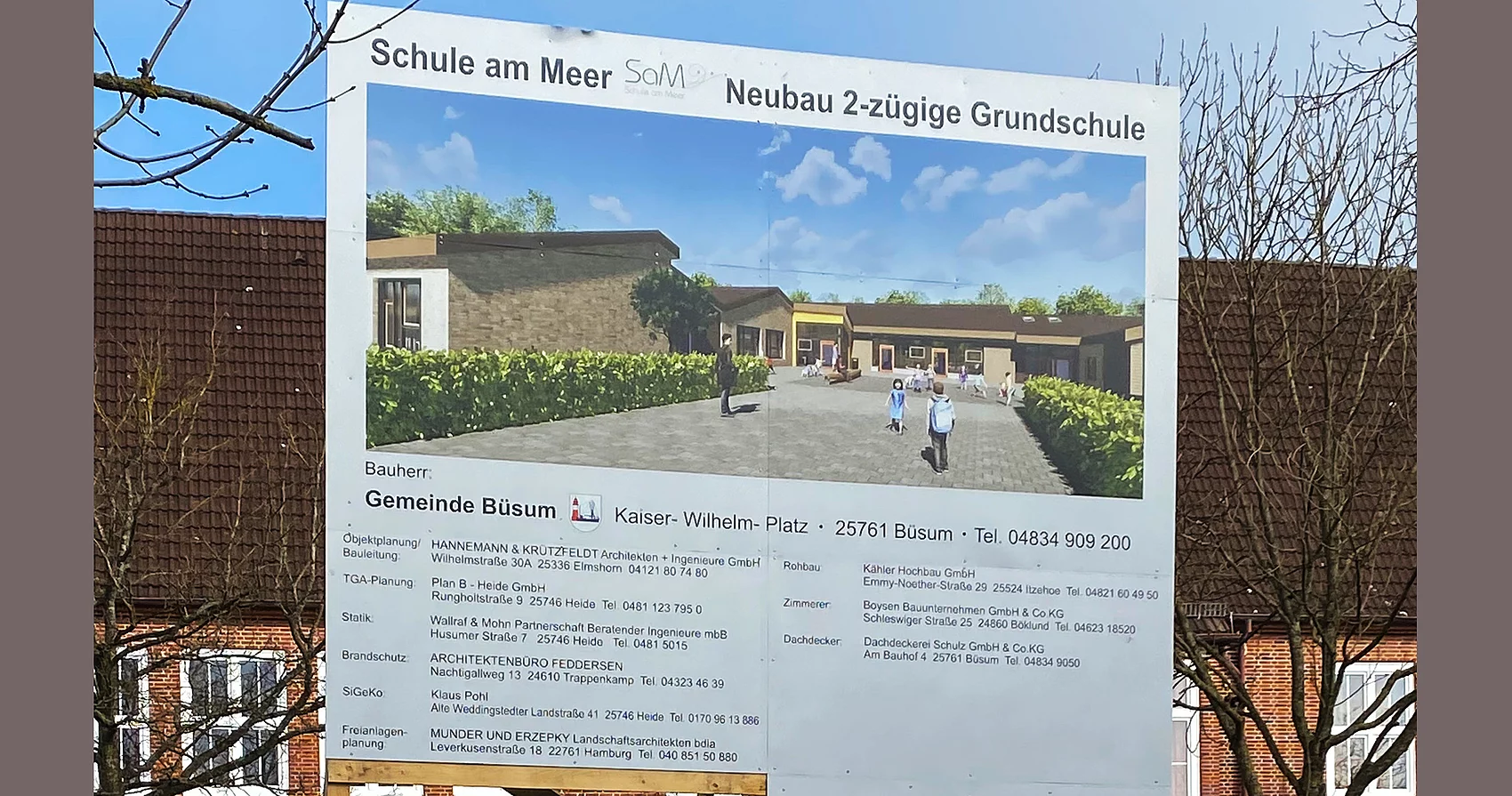 Neubau Grundschule Büsum. Bauskizze.
